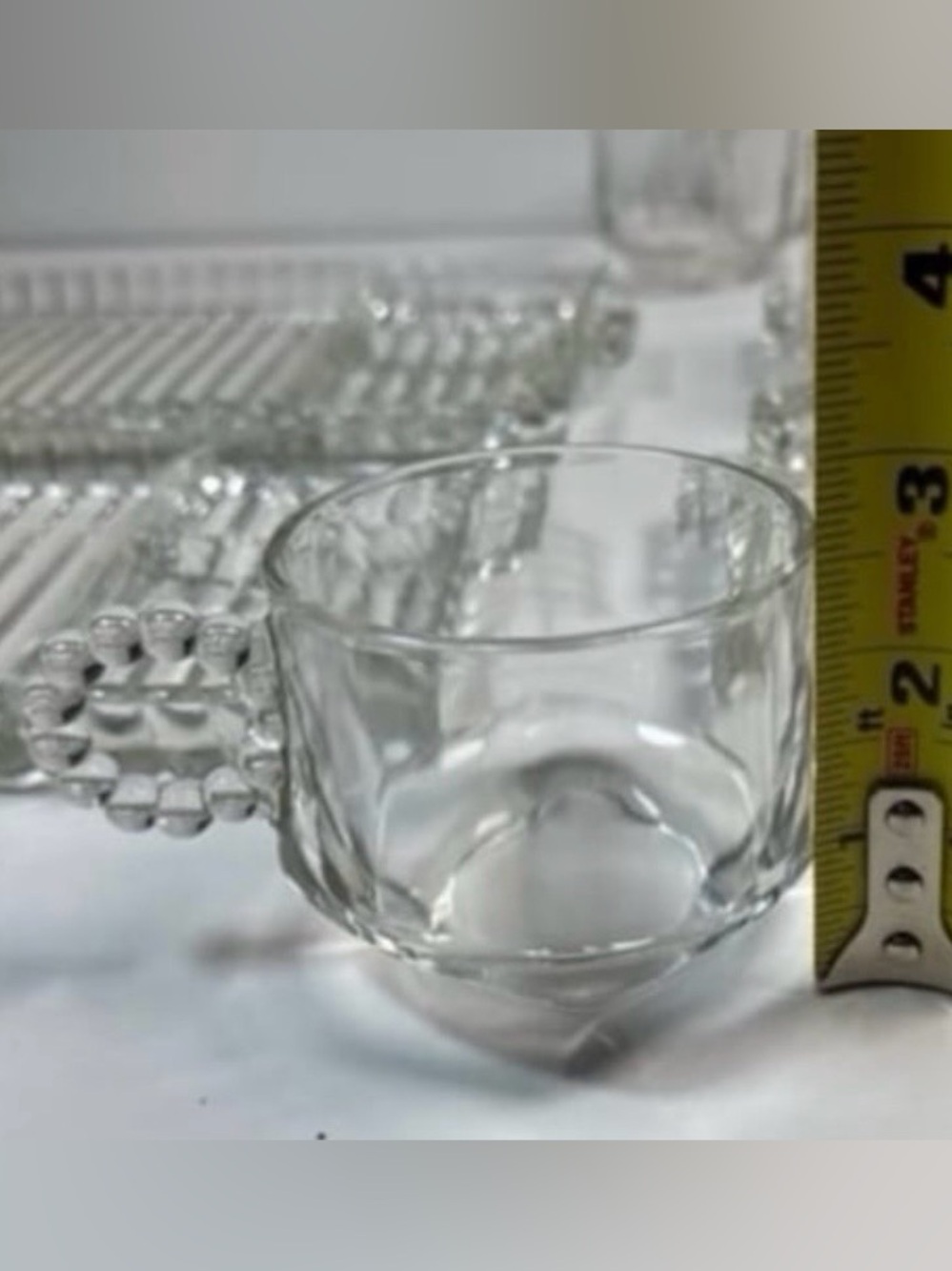 Vintage Hazel Atlas Orchard Crystal Snack, Sip and Smoke platters cups - Picture 5 of 8
